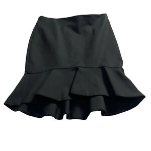 ZARA Women Black Ruffle Hem Fitted Skirt  Size XS